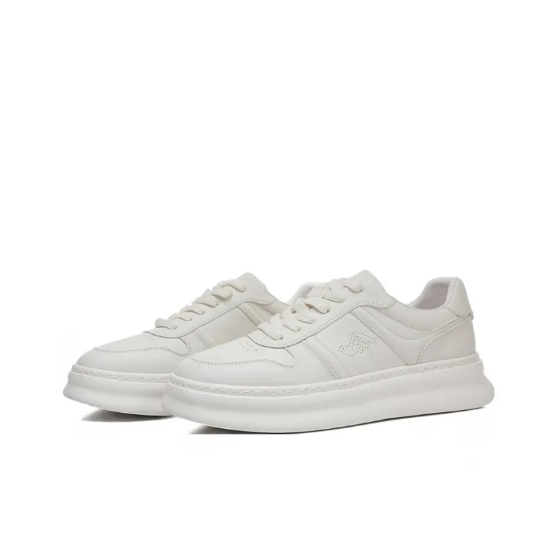 Bansley Abrasion Resistant Low Top Skateboard Shoes Men's White-1