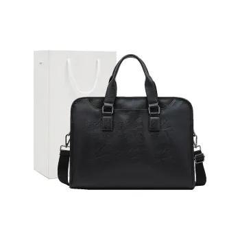 Old Man's Head Synthetic Leather Briefcases Men's Black/Black Plaid Style