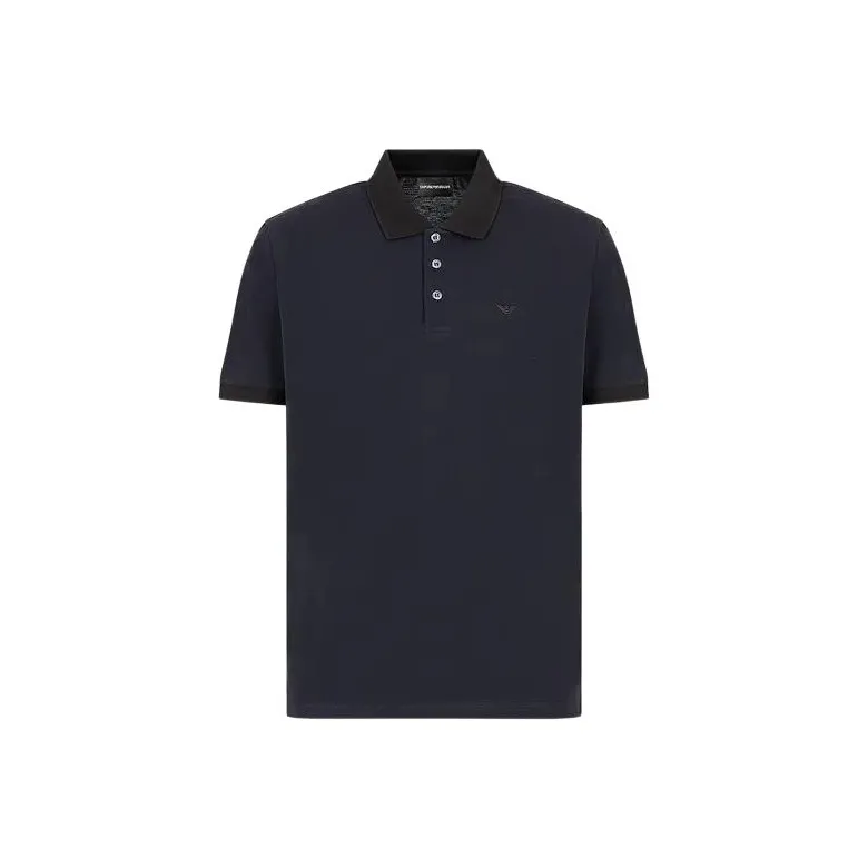 EMPORIO ARMANI Logo Embroidered Short Sleeved Polo Shirt-0