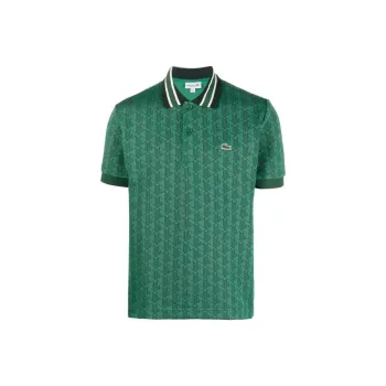 LACOSTE Geometric Pattern Logo appliqué Polo Shirt