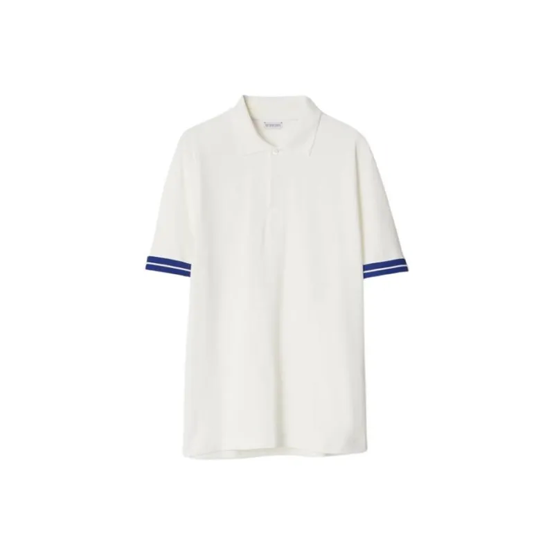 Burberry Striped Detail Short Sleeved Polo Shirt-0