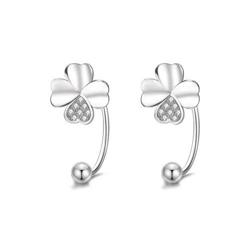 PHOENIXSILY 999 Fine Silver Stud Earrings Women's