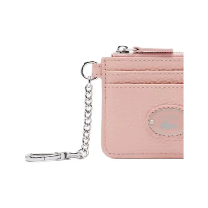 LACOSTE Calfskin Card Holder Women's Cherry Blossom Pink-3