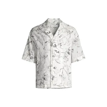Le 17 Septembre SS24 Wardrobe In The City Open Collar Print Shirt Shirt Men's White