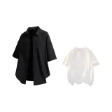 Black Shirt+White Short-Sleeved Shirt