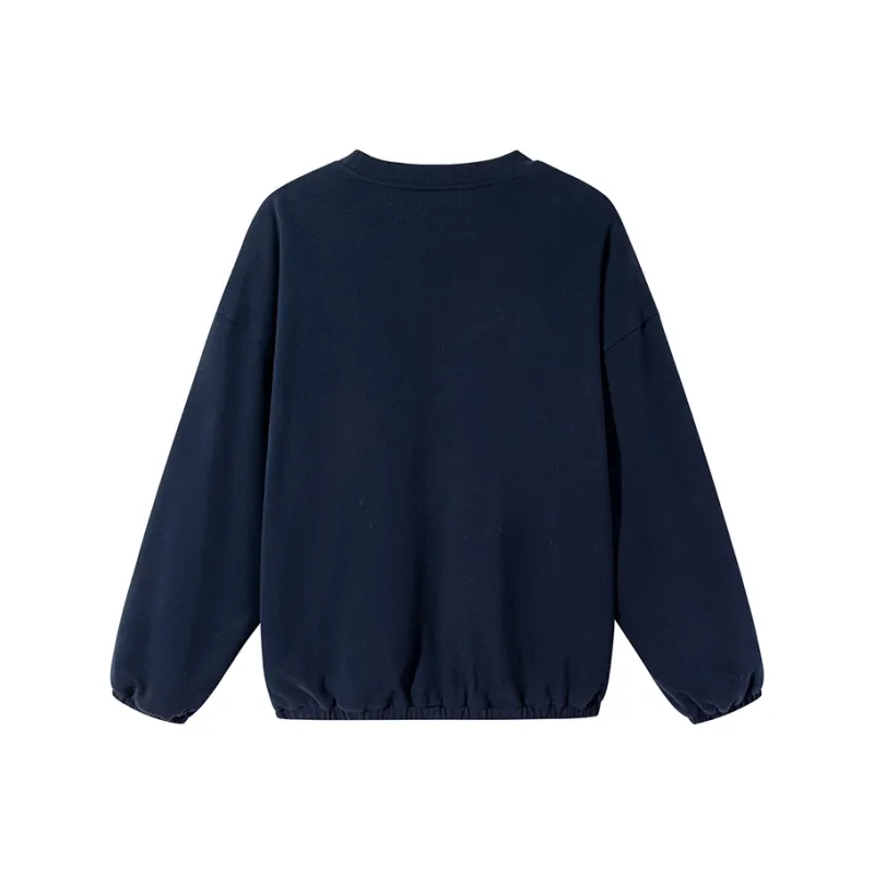 Ouyang Sweatshirt Women's Navy Blue With Pink Contrast-1
