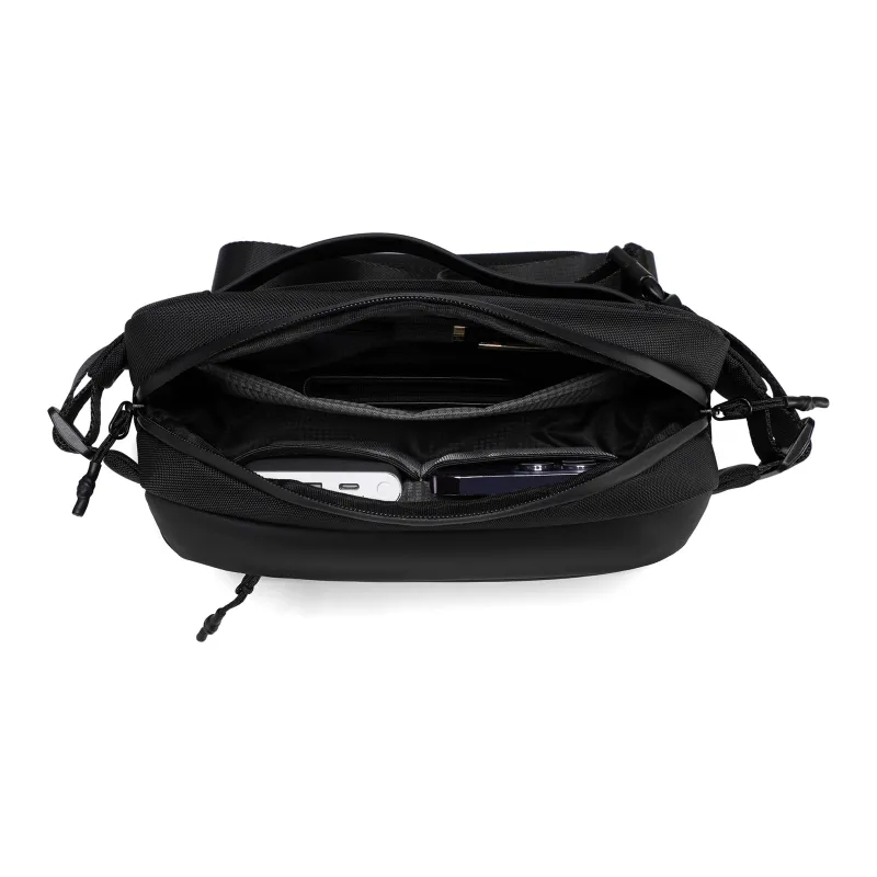 Jeep Nylon With Leather Film Sling Bag, Crossbody Bag Regular Men's Black-6