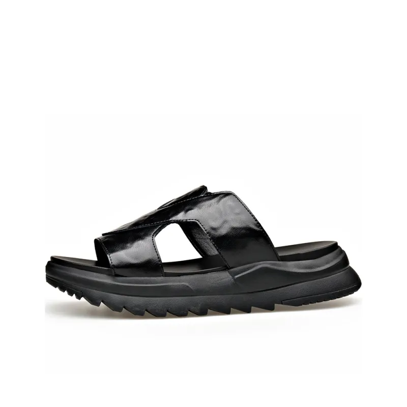LUOMAIKE Rubber Sole Slip Resistant Slide Slippers Men's Black-0