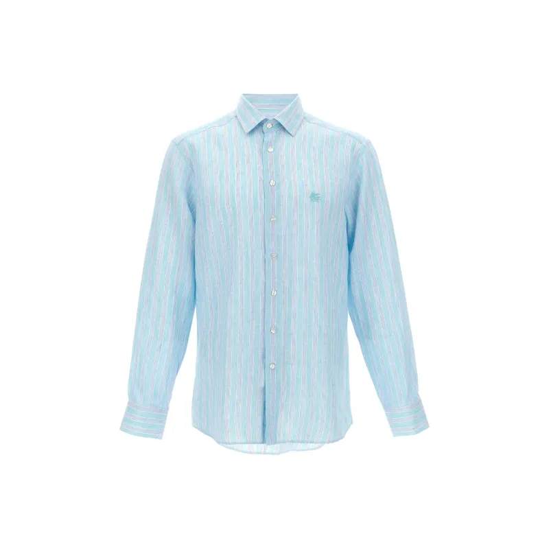 ETRO Striped Curved Hem Shirt-0