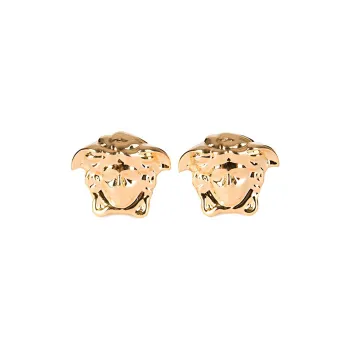 VERSACE Medusa Stud Logo Engraved Earrings