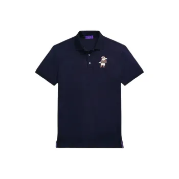 Ralph Lauren Purple Label Custom Slim Fit Polo Bear Polo Shirt Polo Shirt Men's Marine Blue