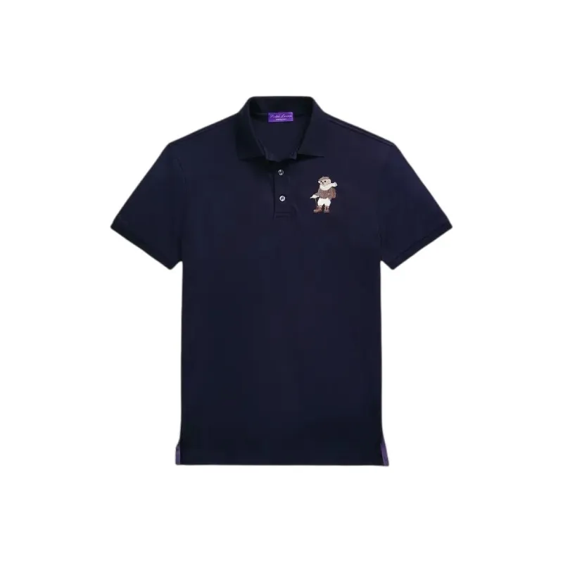 Ralph Lauren Purple Label Custom Slim Fit Polo Bear Polo Shirt Polo Shirt Men's Marine Blue-0