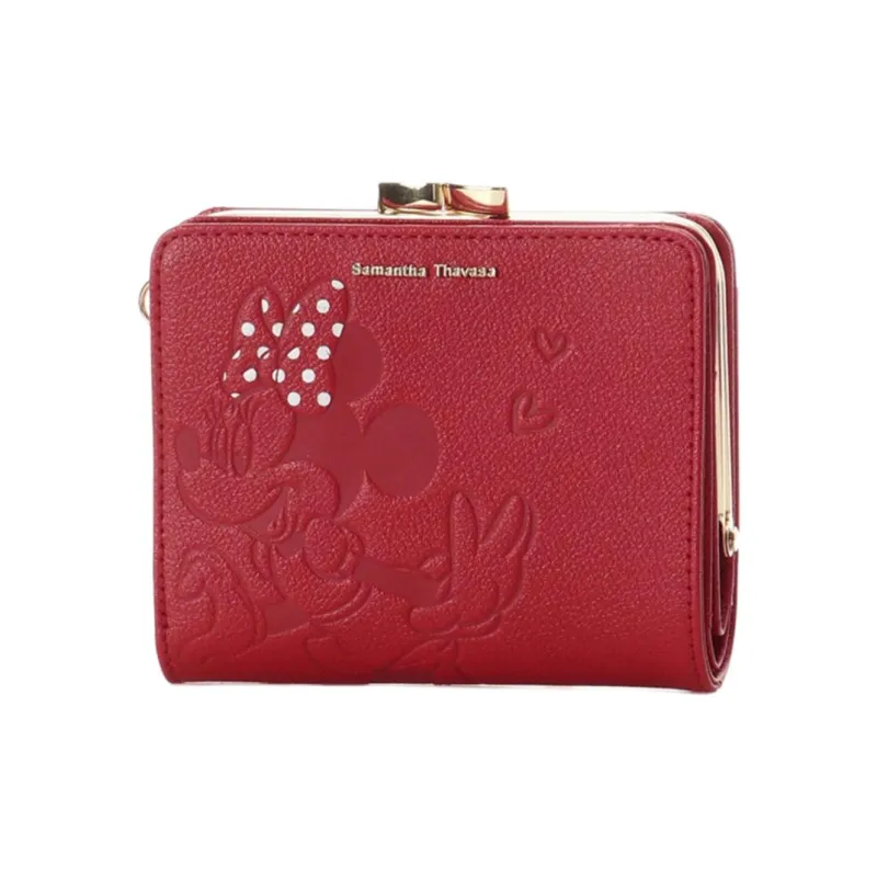 Disney Cow Leather Wallet Women's Red-1