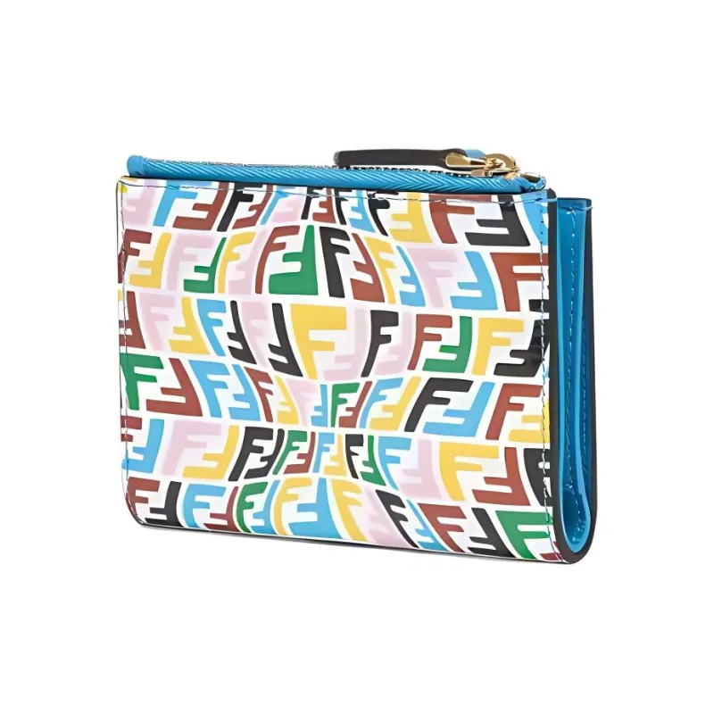 FENDI Baguette Calfskin Baguette Bag Wallet Medium Size Women's Blue/Multicolor-1