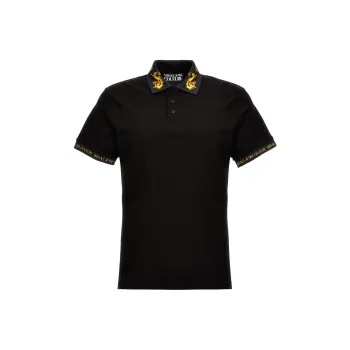VERSACE JEANS COUTURE Barocco Trim Short Sleeved Polo Shirt