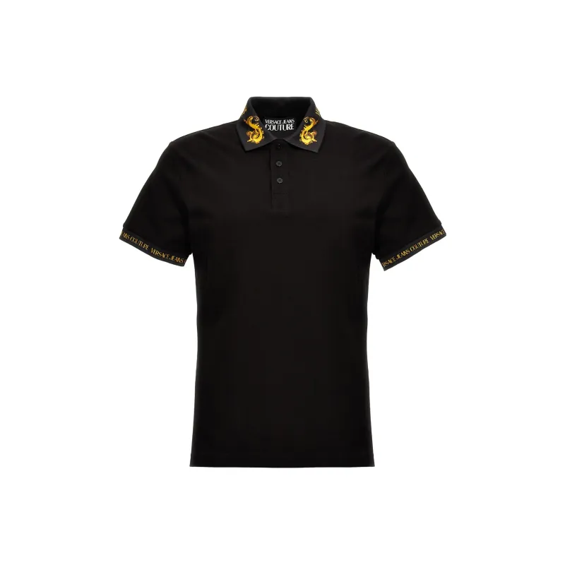 VERSACE JEANS COUTURE Barocco Trim Short Sleeved Polo Shirt-0