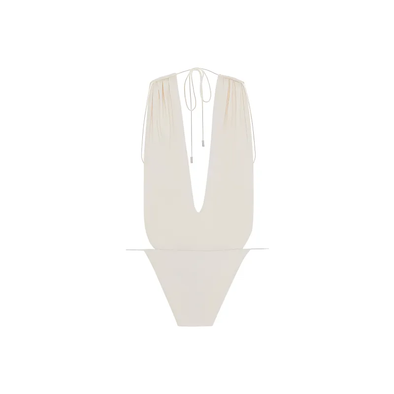 SAINT LAURENT Backless V Halter Swimsuit-1