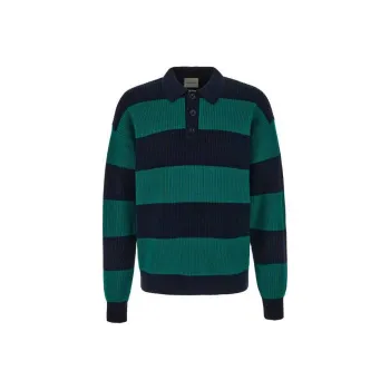 DROLE DE MONSIEUR Striped Knitted Polo Jumper