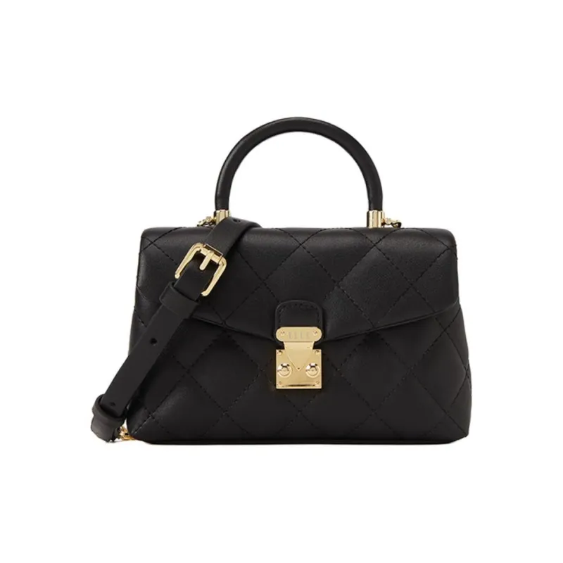 ELLE Split Cow Leather Shoulder Bag, Crossbody Bag, Handbag Women's Black/Pink/White-0