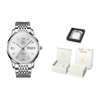 OLEVS Mechanical Movement Stainless Steel Watchband Watch Men's Watches Black Dial