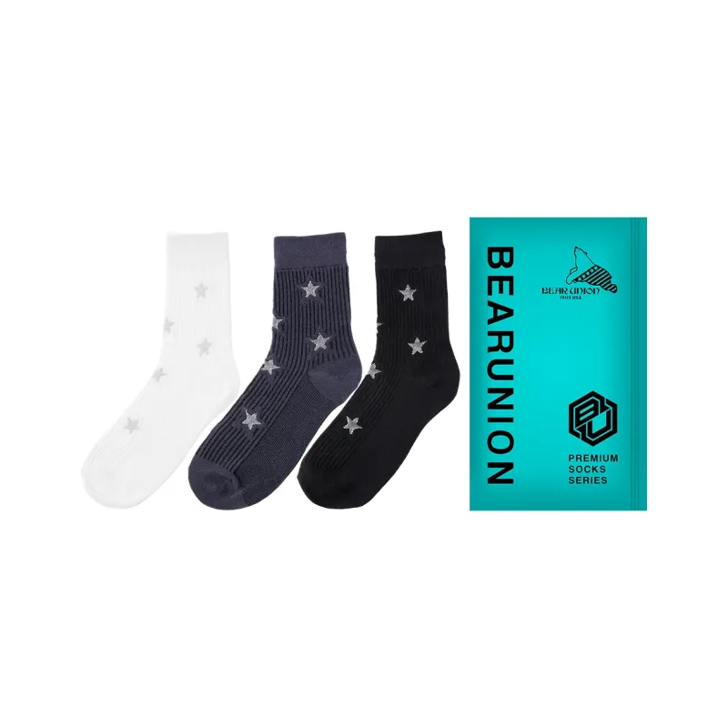 BEAR UNION Mid Calf Socks Women's 3 Pack-9