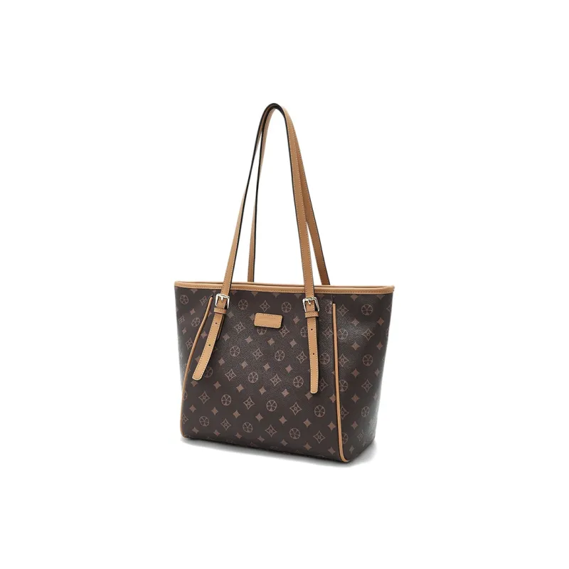 Old Man's Head Synthetic Leather Tote Bag Shoulder Bag Women's Coffee/Ecru-3