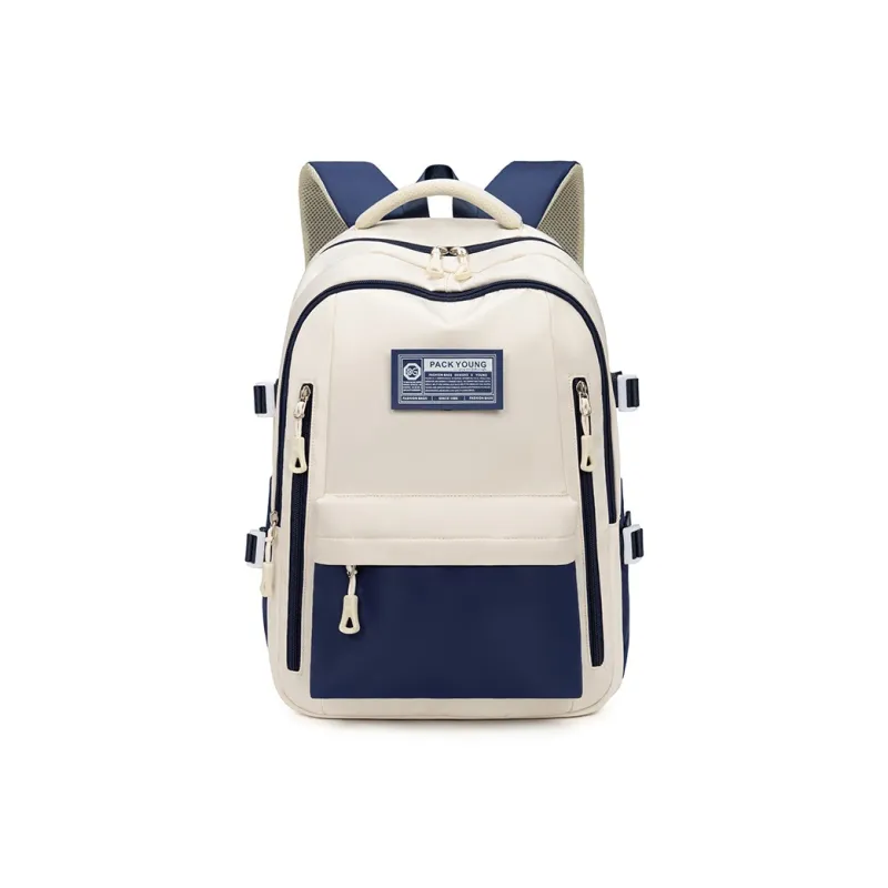 BOBDOG Oxford With Polyester Backpack Regular Unisex Ecru & Blue/Ecru & Red-0