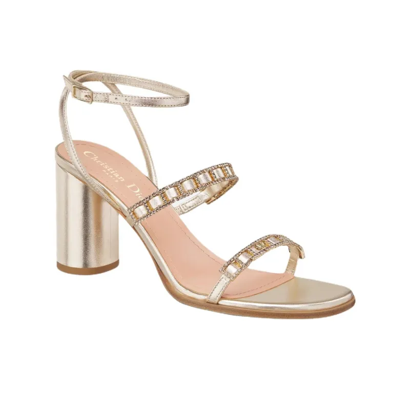 DIOR Diorissime One Strap Sandals 8cm Women's Gold-2