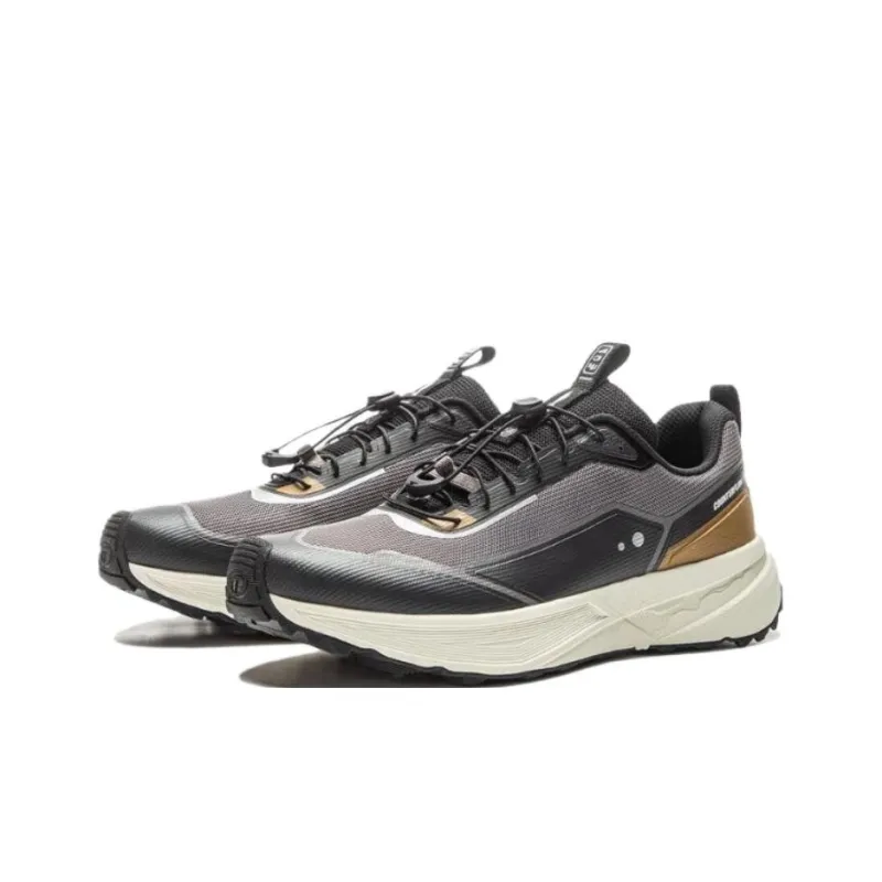 LiNing CF Tracing Walking Landscape Anti Slip Wear Resistant Low Top Casual Shoes Men's Gray Black-2