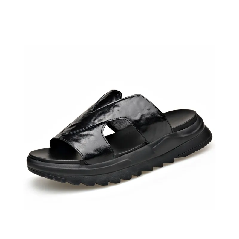 LUOMAIKE Rubber Sole Slip Resistant Slide Slippers Men's Black-1