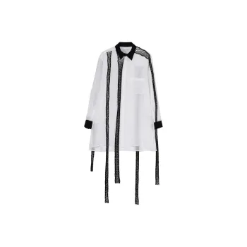 Yohji Yamamoto Contrasting Mesh detail Linen Shirt