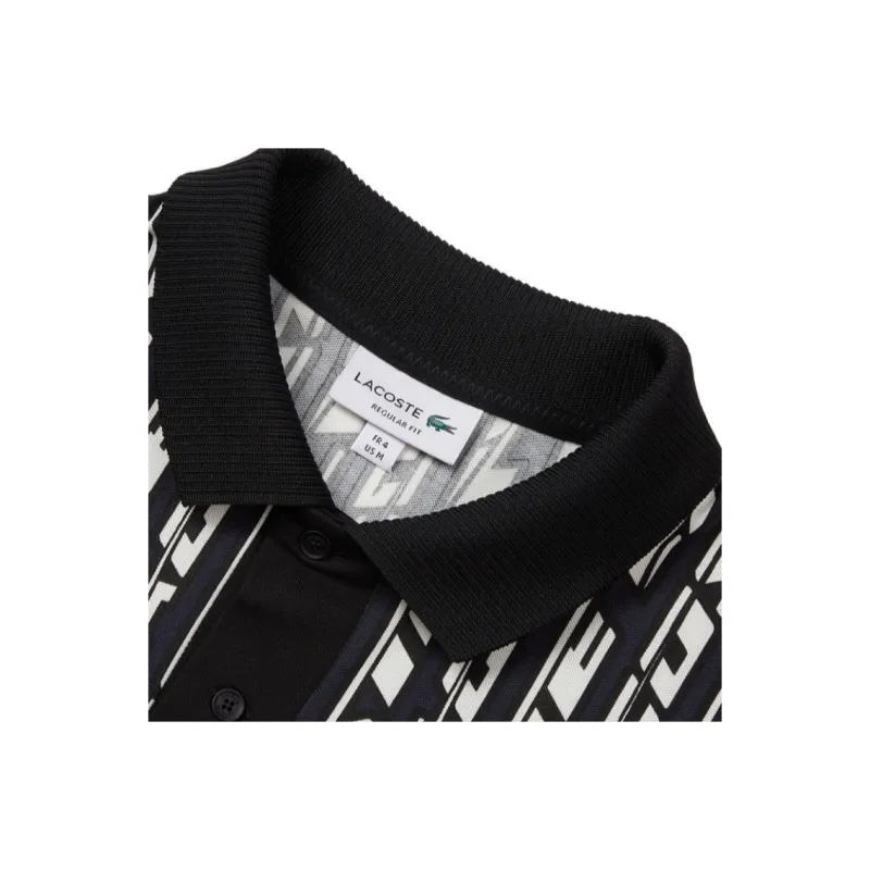 LACOSTE Polo Shirt Men's Black White-2