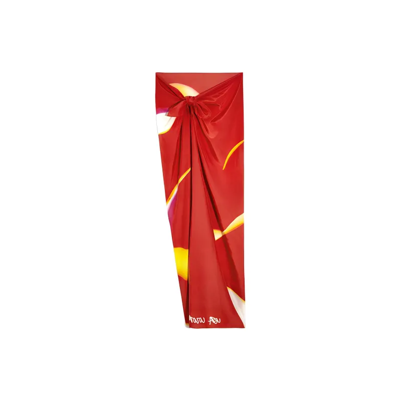 COS Mulberry Silk Cotton Scarves Women's Red-1
