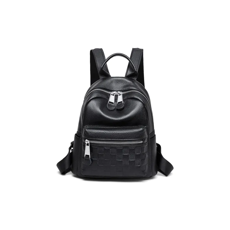 PT'SON Cow Leather Backpack Regular Women's White/Black-3