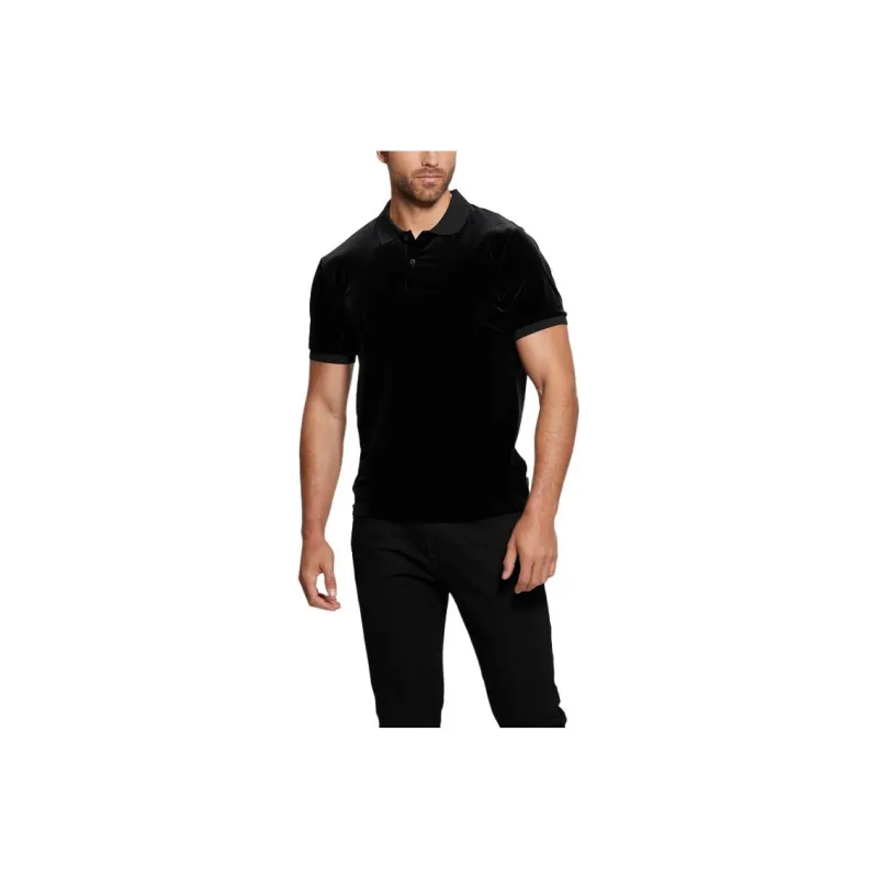 GUESS Rio Liquid Velvet Polo Polo Shirt Men's Black-0
