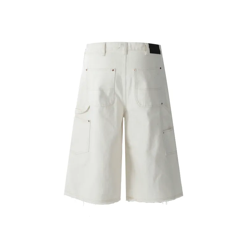 GBXM Denim Shorts Unisex Symplocaceae White-2
