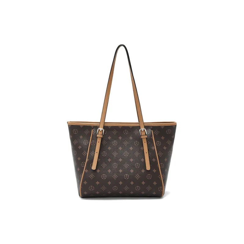 Old Man's Head Synthetic Leather Tote Bag Shoulder Bag Women's Coffee/Ecru-4