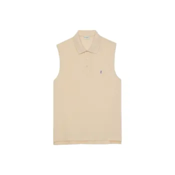 SAINT LAURENT Cassandre Sleeveless Polo Shirt