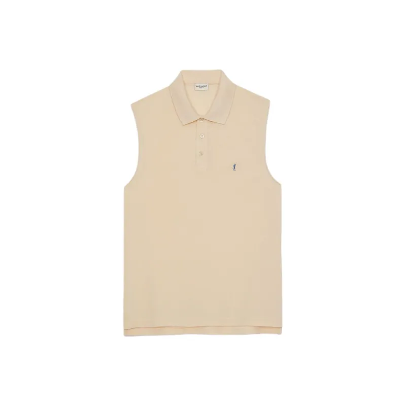 SAINT LAURENT Cassandre Sleeveless Polo Shirt-0