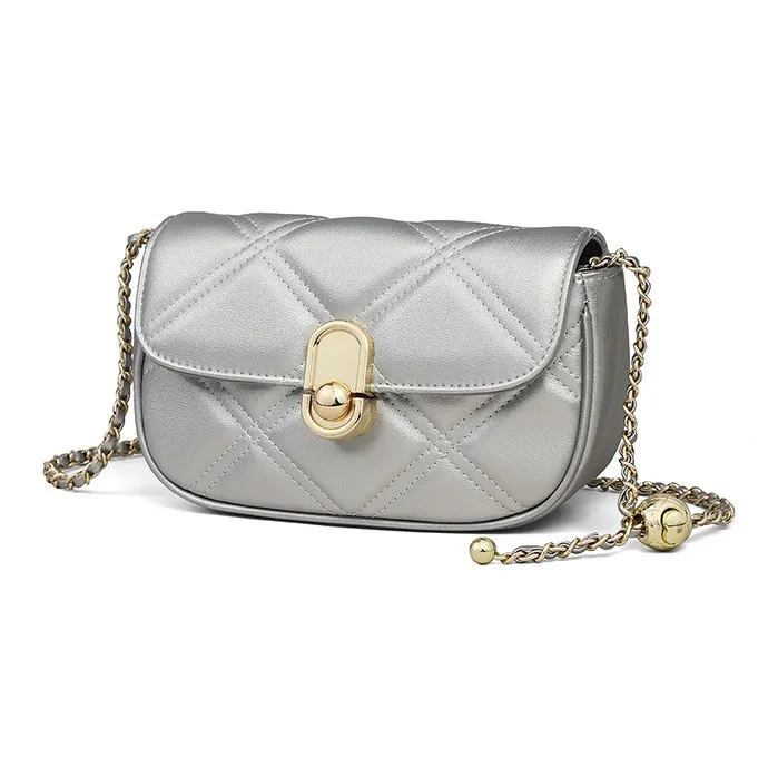 VINEY Cow Leather Shoulder Bag, Crossbody Bag Regular Women's Silver-5