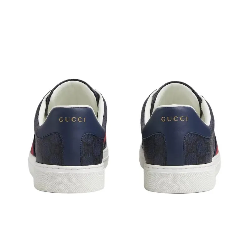 GUCCI ACE Low Top Skateboard Shoes Men's Blue-3