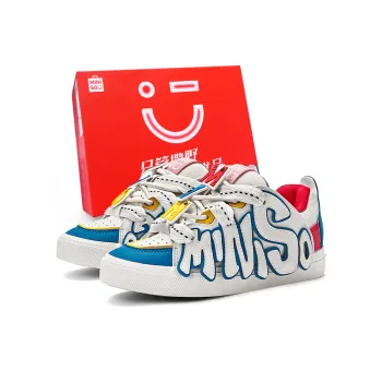 MINISO Low Top Skateboard Shoes Unisex White Blue Red