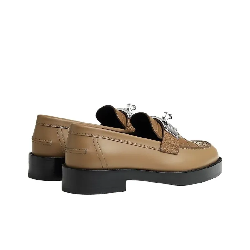 HERMES Hot Loafers 4cm Women's Brown-3