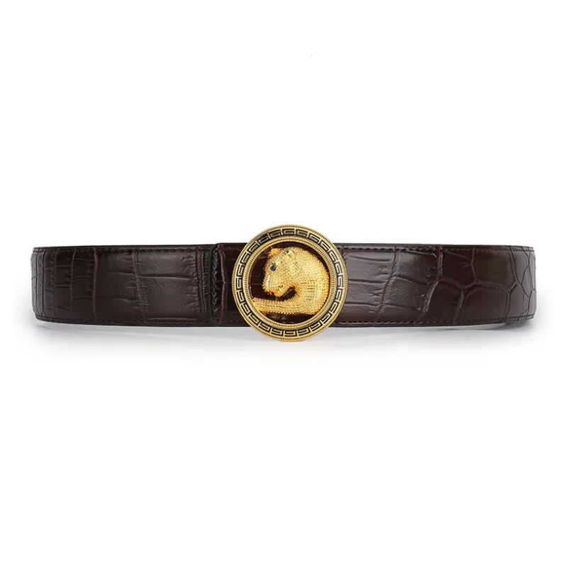 Jeccieziio Cow Leather Belts Men's Gunmetal, Gold, Silver Width 4.0cm-7