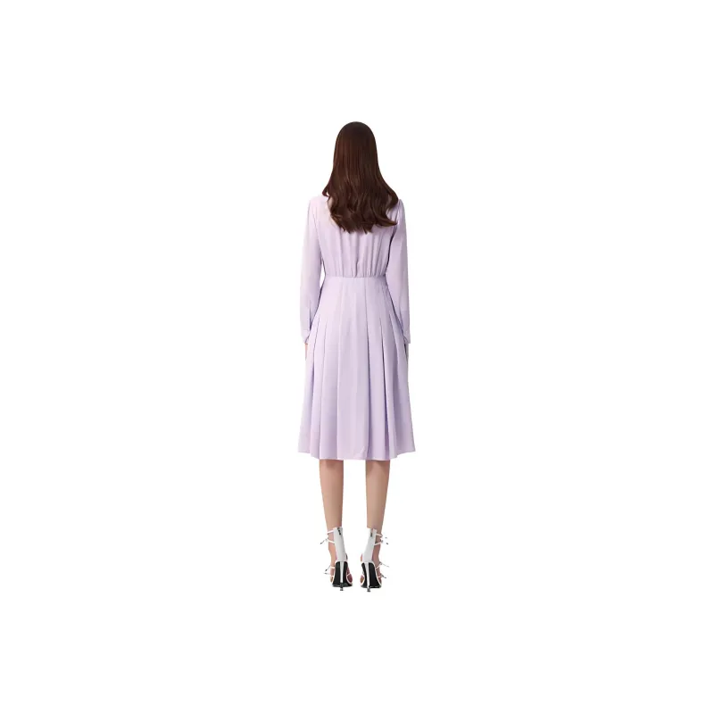 DEGAIA Long Sleeved Dress Women's Light Purple Letter-1