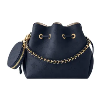 LOUIS VUITTON Bella Cow Leather Bucket Bag Handbag Women's Dark Blue