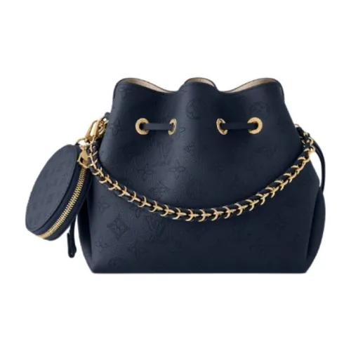 LOUIS VUITTON Bella Cow Leather Bucket Bag Handbag Women's Dark Blue