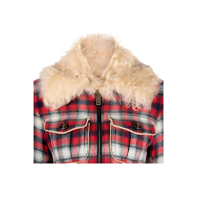 DSQUARED2 Fur-collared Flannel Jacket-2