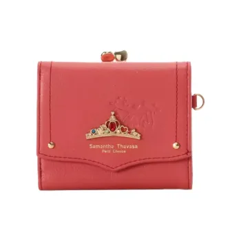 Disney Cow Leather Wallet Women's Red