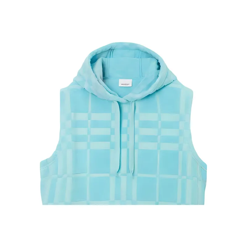 Burberry Check Cotton Jacquard Hoodie Blue-2